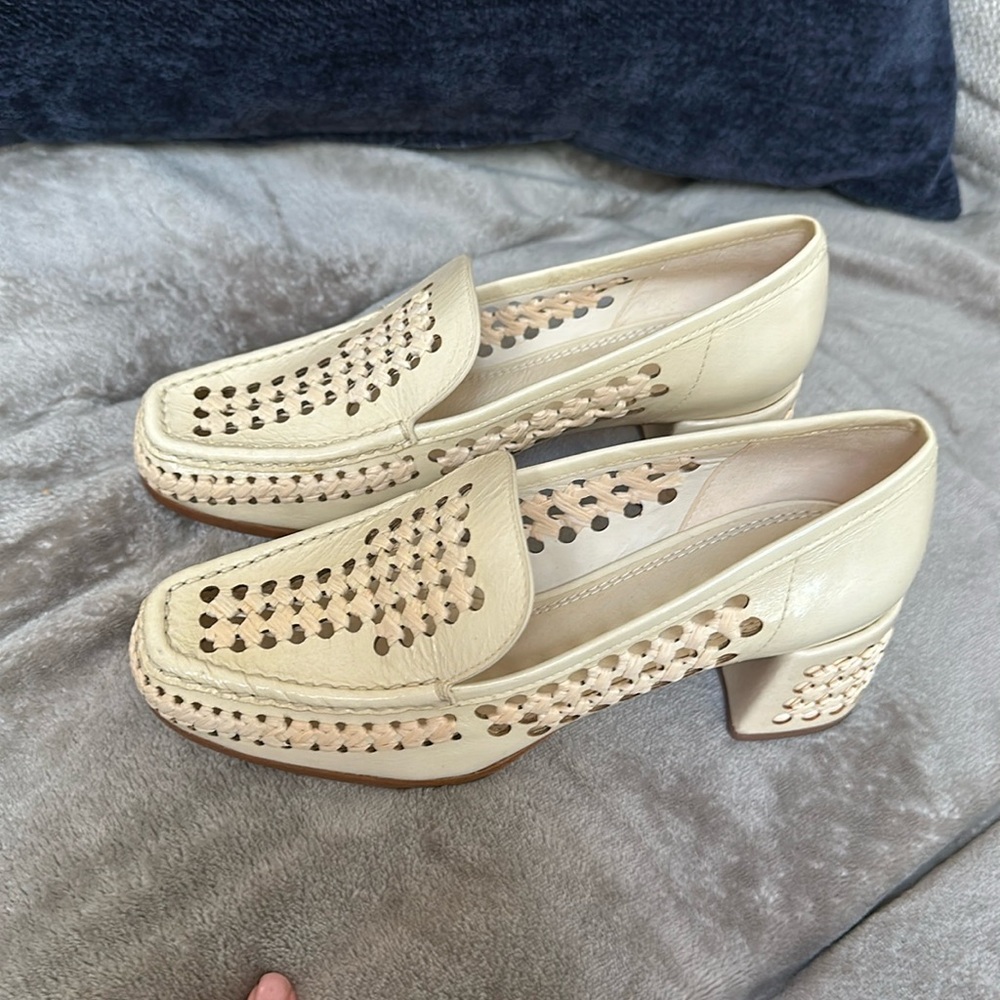 Tory Burch raffia heeled loafer